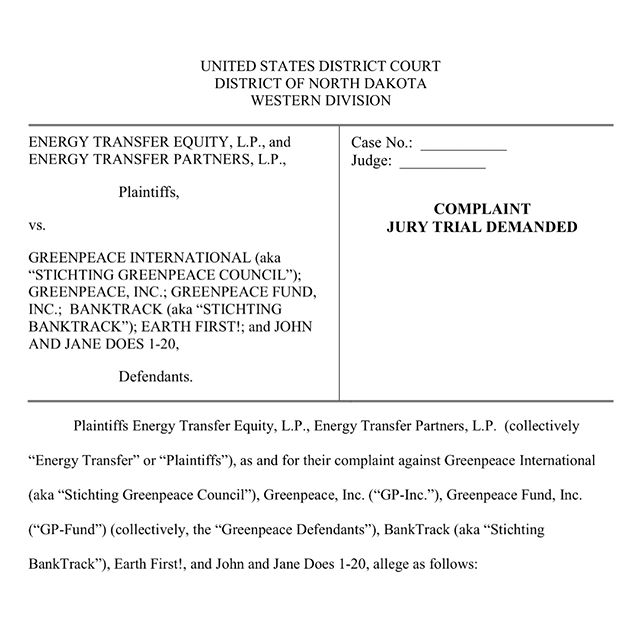 Energy Transfer Partners, the company behind the $3.8 billion Dakota Access pipeline, is suing Greenpeace, Earth First! and other environmental groups, accusing them of inciting an "eco-terrorism" campaign against the pipeline’s construction. The pipeline’s construction was delayed for months last year after thousands of Native Americans led by the Standing Rock Sioux in North Dakota, and their non-Native allies, launched a nonviolent encampment to stop the pipeline from crossing the Missouri River, saying a spill could contaminate the drinking source for millions. More coverage at democracynow.org.
#dapl #dakotaaccesspipeline #oil #gas #environment #fossilfuels #news #democracynow