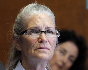 In this June 5, 2013, file photo, Leslie Van Houten appears during her parole hearing at the California Institution for Women in Chino, Calif.