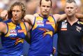 Matt Priddis, captain Shannon Hurn and coach Adam Simpson.