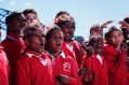 Students from the remote community school of Yakanarra after the performance of the Yakanarra Song Book at the Sydney ...