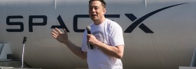 SpaceX CEO Elon Musk congratulates teams competing on the Hyperloop Pod Competition II at SpaceX's Hyperloop track in ...