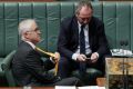Prime Minister Malcolm Turnbull and Deputy Prime Minister Barnaby Joyce during question time at Parliament House in ...