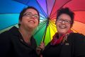 Same sex marriage supporters outside High Court. 7 September 2017. The Age News. Photo: Eddie Jim. Sarah Marlowe, left, ...