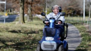 Mobility scooter user Barbara Lund in Canberra on Friday 8 September 2017. Fedpol Photo: Alex Ellinghausen