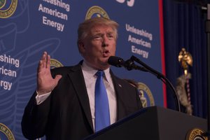 President Donald Trump give remarks at the Unleashing American Energy event at Energy Department headquarters, June 29, 2017