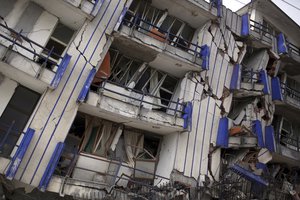 A view of a partially collapsed hotel in Matias Romero, Oaxaca state, Mexico, Friday, Sept. 8, 2017. One of the most powerful earthquakes ever recorded in Mexico struck off the country's southern coast,