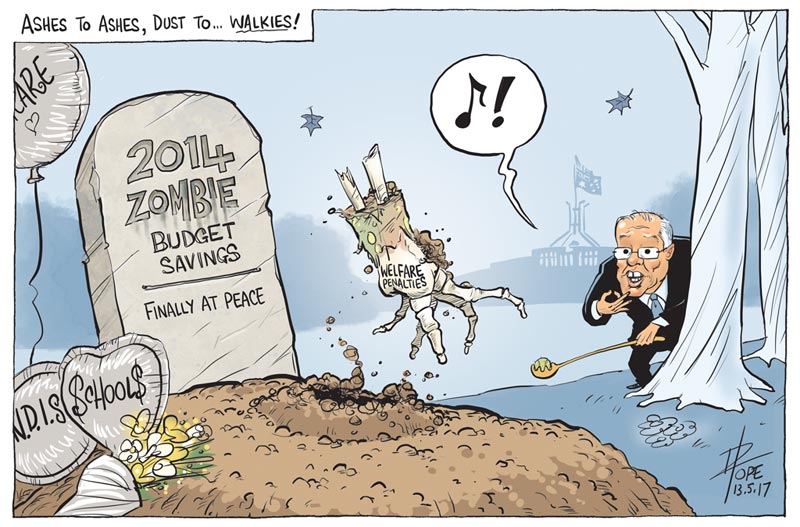 Cartoon: zombie measures from the 2014 Budget finally RIP