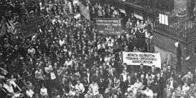 A crowd defends Kennistoun House, 1960