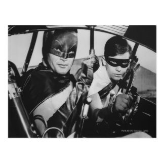 Batman und Robin in Batmobile Postkarte