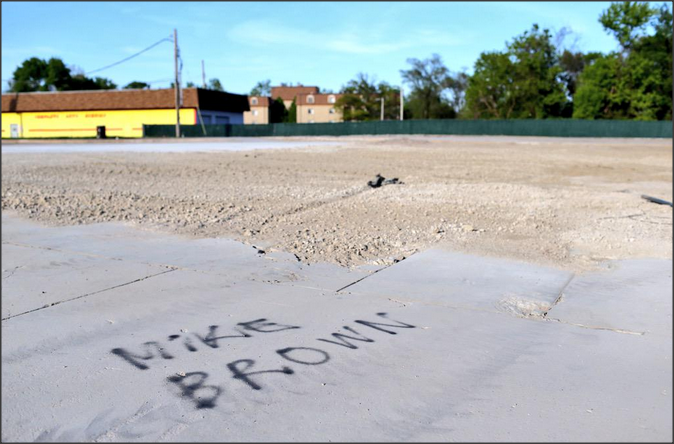 Site of the infamous West Florissant QuickTrip, now demolished, leveled and fenced off.