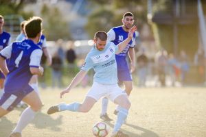 Grand final between Belconnen United v Canberra Olympic. Belconnen Uniteds Zac Maybury.