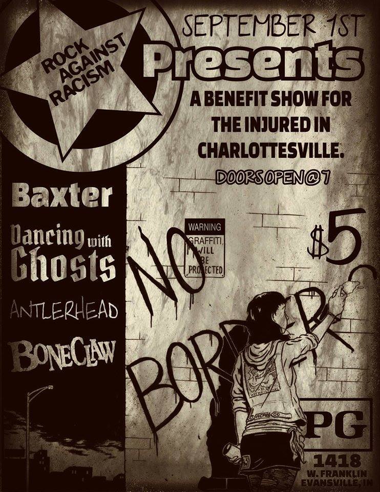 *FRIDAY // 09-01-17 - - Benefit for those injured in Charlottesville / featuring BONECLAW, ANTLERHEAD, BAXTER, DANCING WITH GHOSTS // 7pm // 5$
https://www.facebook.com/events/226595861202981/[open // 6pm - 12am]