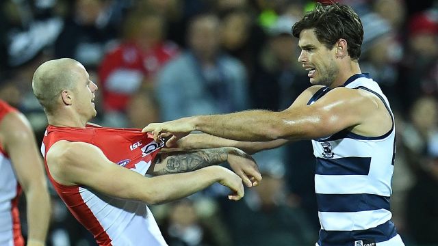 Tom Hawkins says the Cats are staying positive despite facing a huge hurdle in the form of the Swans.