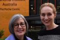 Professor Georgina Long, right, with clinical trial participant Renae Aslanis outside the Melanoma Institute Australia's ...