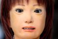 Japan's teacher robot "Saya" expresses surprise during a demonstration at Tokyo University of Science.