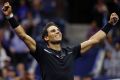 On top: Rafael Nadal celebrates after beating Juan Martin del Potro.