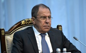 Foreign Minister Sergei Lavrov during Russian-Kyrgyzstani talks in Bishkek