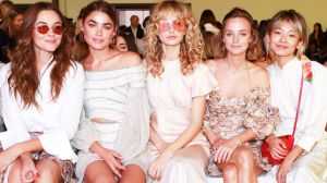 (L-R) Demi Harman, Bambi Northwood Blyth, Annabella Barber, Nadia Fairfax and Yan Yan Chan FROW at Zimmermann's spring ...