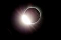 The moon almost totally eclipses the sun during a near total solar eclipse as seen from Salem, Oregon on Monday. 