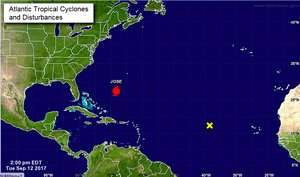 Hurricane Jose is slowing moving towards the East Coast of the United States with wind speeds dropping from Category 4 to Category 1 and now with sustained winds at 75 mph.