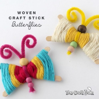 Woven craft stick butterflies : <a href="https://www.thecrafttrain.com/woven-craft-stick-butterflies/" ...