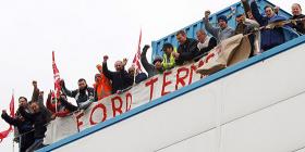 Visteon workers occupying their factory in Enfield, North London.