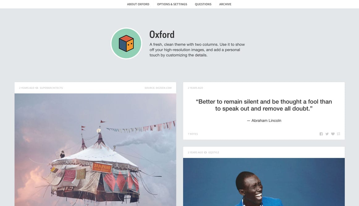 Oxford Premium Tumblr Theme