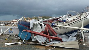 In this screen grab made from video several ships are destroyed by Hurricane Irma in St. Thomas, USVI, Thursday, Sept. 7, 2017. Hurricane Irma weakened slightly Thursday with sustained winds of 175 mph, according to the National Hurricane Center. The storm boasted 185 mph winds for a more than 24-hour period, making it the strongest storm ever recorded in the Atlantic Ocean. The storm was expected to arrive in Cuba by Friday. It could hit the Florida mainland by late Saturday, according to hurricane center models. (AP Photo/Ian Brown)