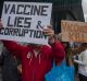 Anti-vaccination protesters rally outside the Medical Board of Australia.