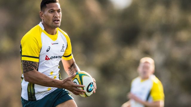 The Qantas Wallabies train at Brumbies HQ in Canberra ahead of The Rugby Championship Test match against Argentina at ...