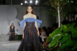 Fashion from Carolina Herrera collection is modeled during Fashion Week, Monday, Sept. 11, 2017, in New York. (AP ...