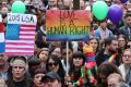 Supporters join in the marriage equality rally in Melbourne.