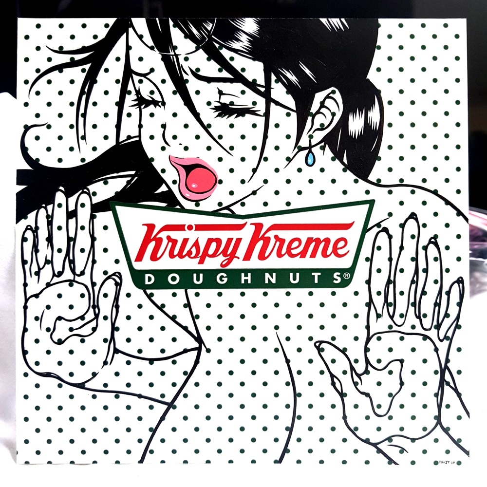 'Window Display' Acrylic on found Krispy Kreme package