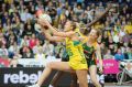 Diamonds goal shooter Caitlin Bassett in action against South Africa. 