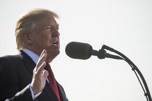 President Donald Trump pauses during the 9/11 Observance Ceremony at the Pentagon in Washington, D.C., Sept. 11, 2017. During the Sept. 11, 2001, attacks, 184 people were killed at the Pentagon.