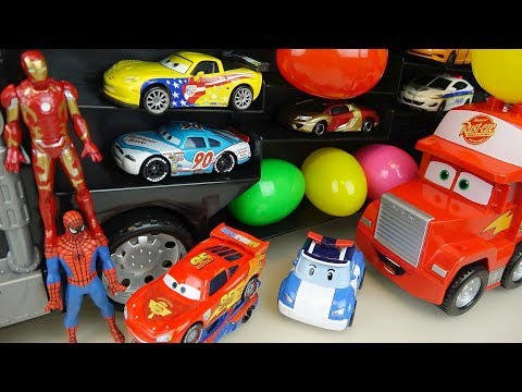 Heroes Cars truck and Robocar poli surprise eggs car toys play