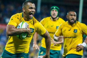 Open path: Kurtley Beale eyes the try line against South Africa.