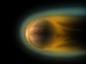  Venus is a planet with no intrinsic magnetic field and so, differently from Earth, it has no shield to protect it from the continuous attack of the capricious and violent solar wind. ESA&acute;s Venus Express will study how much of the atmosphere of the 