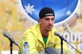 Thanasi Kokkinakis during Team Australia's media conference prior to the Davis Cup World Group semi-final in Brussels.