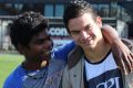 Cousins Maurice Rioli Jnr and Daniel Rioli pictured in August 2016 at Tigerland. 