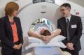 ACT Minister for Health Meegan Fitzharris with CIG radiologist, Will Cole acting as a patient and CIG PET/CT medical ...