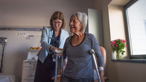 Professor Jaqueline Close and hip fracture patient Rhonda Wilson.