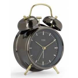 Toki - Tomas Gunmetal Silent Sweep Twin Bell Alarm Clock