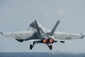 PHILIPPINE SEA (Nov. 2, 2016) An F/A-18E Super Hornet assigned to the "Royal Maces" of Strike Fighter Squadron (VFA) 27 launches from the flight deck of the Navy's only forward-deployed aircraft carrier, USS Ronald Reagan (CVN 76), during Keen Sword 17 (KS17)