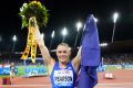 Sally Pearson of Australia celebrates winning the Women's 100m Hurdles during the Weltklasse IAAF Diamond League ...