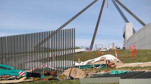 A security fence is installed across the lawns of Parliament House in Canberra on Tuesday.