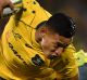 Israel Folau of the Wallabies in action during the Rugby Championship match between the Qantas Wallabies and the ...