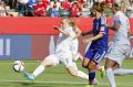 England defender Laura Bassett (6) tries to block a pass during the second half of a Women's World Cup semifinal against ...