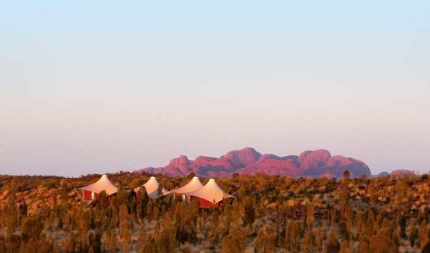 Longitude 131 sits in front of Uluru and KataJuta.