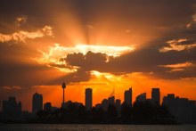 Orange clouds over the Sydney skyline